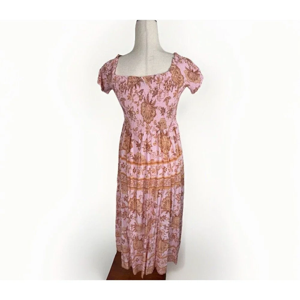 Vici Pink and Orange Pleated Midi Sundress - Picture 4 of 7